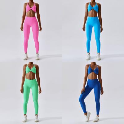 China Wholesale Nylon+Elastane Workout Sets For Women Tops Women 2 Piece Size Yoga Set Active Seamless Gym Outfits for sale