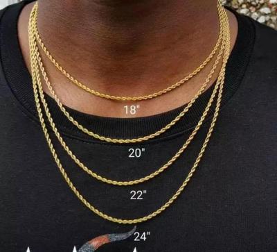 China Hiphop 18 k twisted rope chain unisex gold plated unisex factory price direct sales various for sale