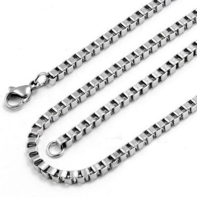 China TRENDY 2mm 3mm hypoallergenic 4mm chain, silver square box stainless steel necklace. for sale