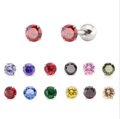 China TRENDY 2mm Color Zircon Stainless Steel Stud Earrings for Japan and Korea Women Fashion for sale