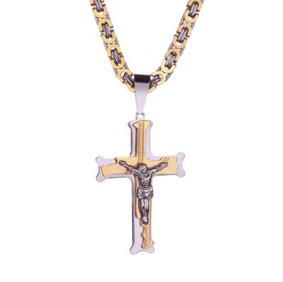 China Religious Jesus Christ Cross Men Stainless Steel Necklace Clavicle Pendant Chain, Gift for Friends and Husbands for sale