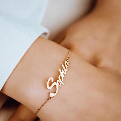 China TRENDY Custom Name Bracelet Stainless Steel Jewelry Personalized High Quality Valentine's Day Gift for sale