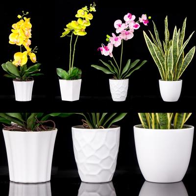 China Light Customized Living Room Melamine Flowerpot Artificial Plants Large Glazed Flower Pot for sale