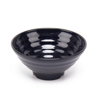 China Viable Wholesales Japanese Style 7 Inch Bright Outdoor Melamine Black Ramen Bowl for sale