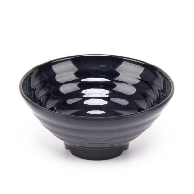 China Viable Round 7.5 Inch Melamine Noodle Bowl With Black Glossy Double Sided Wire for sale