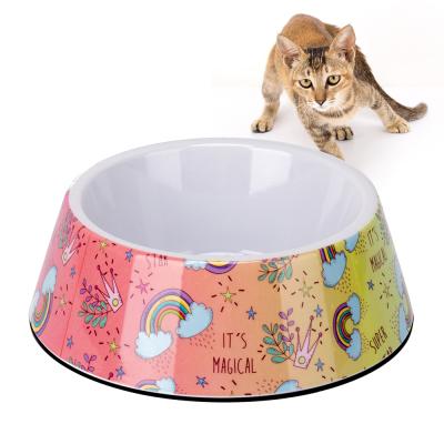 China Sustainable Wholesale Melamine Pet Bowls Custom Plastics Cat Dog Food Water Bowls With Non Slip Rubber Pet Supplies Dog Bowls for sale