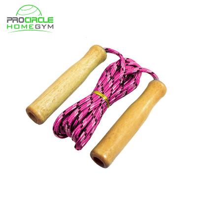 China Cheapest wooden bag wooden handle+Cotton rope+Opp cotton colorful jumping fitness handles jump rope for sale