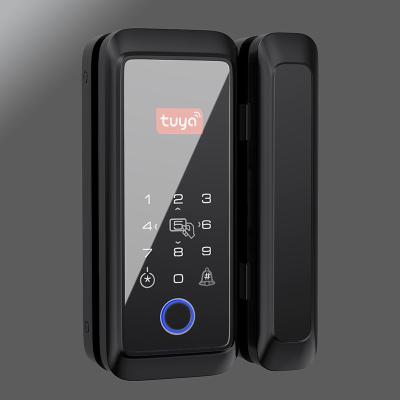 China With frame and without frame; Single Open Or Double Open Biometric Digital Fingerprint Sliding Glass Door Smart Lock for sale