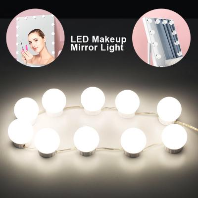 China Modern Led Makeup Mirror 10 Bulb Hollywood Vanity Lights USB Wall Lamp USB Dimmable Dressing Table Mirror Lamp Buib for sale