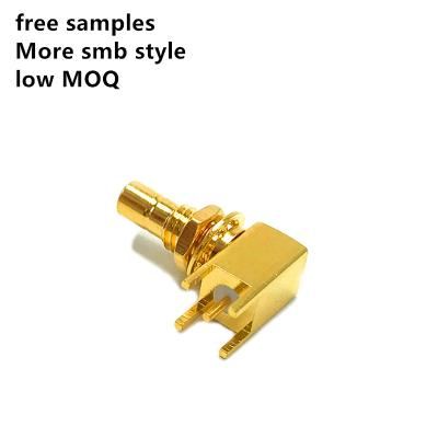 China Free Samples Custom SMB Plug RF Right Angle Male Feedthrough For PCB Socket Elbow RF Connector for sale