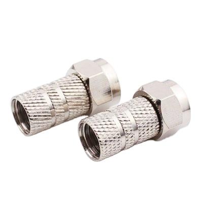 China Cheapest rf waterproof connector rg6 rg59 f copper coaxial brass male plug twist on crimp connector for sale