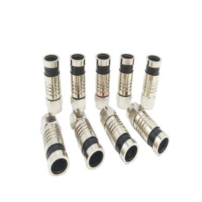 China Copper RF Copper Nickel Plating Compression CATV F59 F6 Coaxial RG6 F Waterproof Connector for sale