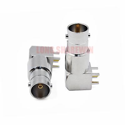 China High Quality Nickel Plated Right Angle Type RF 75 Ohm BNC Female PCB Through Hole RF Coaxial Cable Connector for sale