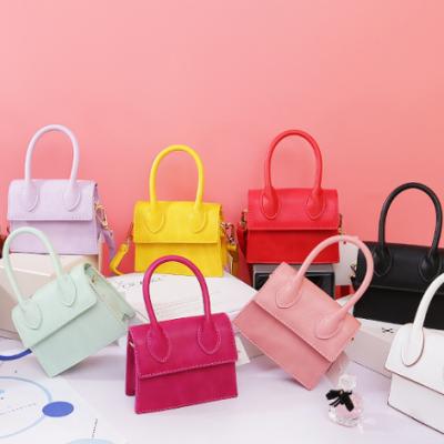 China New high quality 2021 square student fashion small PU jelly bag vintage girl pattern simple handbag for sale