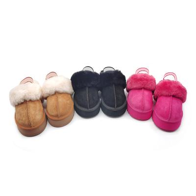 China New fashion trend ladies sandals wholesale hot hairy sheepskin fur the real slide two straps slippers for women for sale