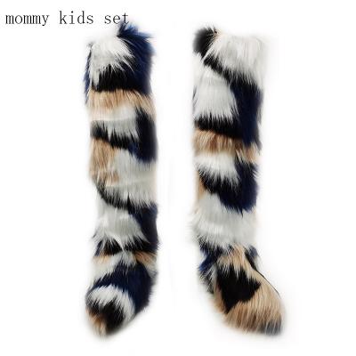 China Wholesale Trend 2021 Fashion Hairy Fur Winter Shoes Ladies Casual High Over The Knee Hairy Fur Boots For Women for sale