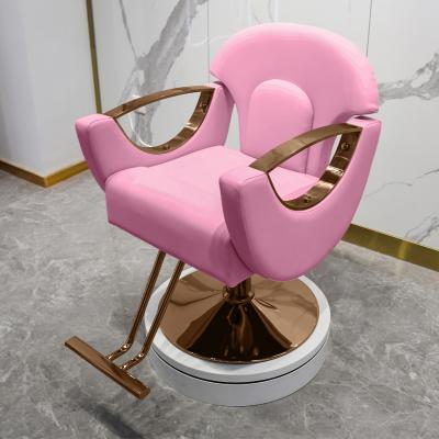 China Large Modern Foshan Factory Most Popular Modern Cheap Wholesale Pink Barber Styling Chair For Sale Barber Shop Furniture for sale