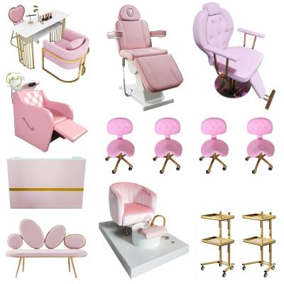 China Pedicure Spa Chair Foshan Factory Hot Pink Beauty Salon Furniture Set Large for sale