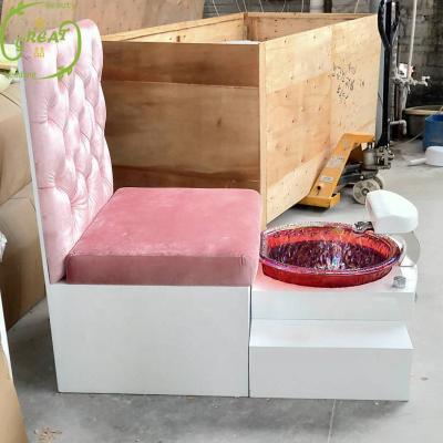 China Large Pedicure Bench Foshan Factory Modern Pink Simple Pedicure Spa Pedicure Bench With Sink for sale