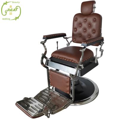 China Fashionable Large Furniture PU Barber Chair With Foot Pad Modern PU Leather Hairdressing Chair for sale