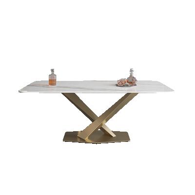 China Large Foshan Factory Rock Panel Dining Table Home Hotel Rectangular Modern Minimalist Italian Modern Restaurant Luminous Dining Table for sale