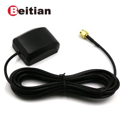 China BEITIAN GPS Antenna 2.8V-5.0V SMA-J Magnetic Bottom Connector 2m RG174 Cable BS-142AJ 48*37*16mm for sale