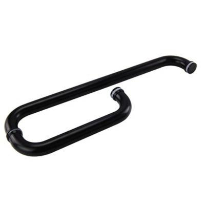 China Modern Black L Bathroom Door Handle Shower Glass Door Handle With Towel Bar for sale