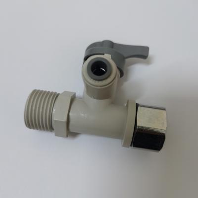 China Commercial 1/4 inch 3/8 inch 1/2 inch Feed water valve adapter angle stop valve 3 way valve for RO system for sale