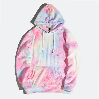 China Anti-pilling Dropped Shoulders Shear Pullover Hoodies Men Pocket Tie Dye Custom 100% Cotton Hoodies for sale