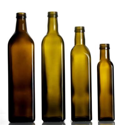 China Food 250ml 750ml Dark Green Cylinder Olive Oil Glass Bottles With Aluminum Cap for sale