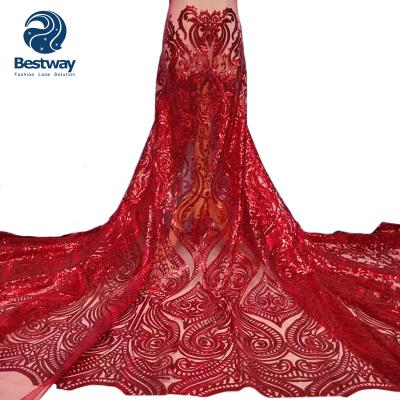 China Viable Tulle Embroidery Sequins New Arrival Bestway French Net Lace Fabric for sale