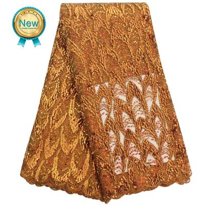 China Sustainable Mesh African High Quality Handmade Nigerian Lace Styles Burnt Orange Luxury French Lace Fabric for sale