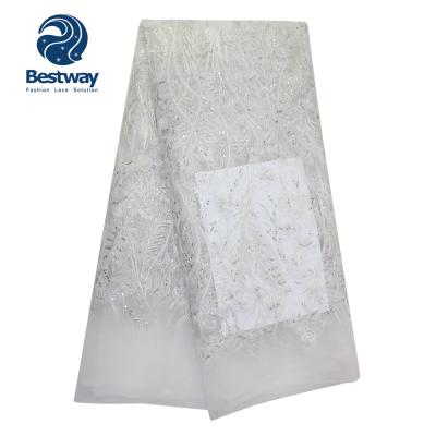 China Bestway 2020 Elegant Embroidered White French Lace Fabric Viable With Order for sale