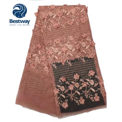 China Sustainable Nigerian Embroidery Lace FL2014 Beaded Lace Fabric Clothing For Women for sale