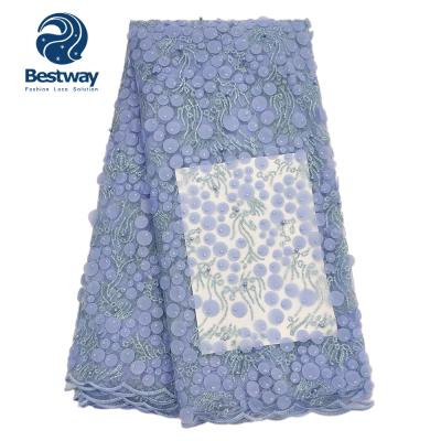 China Bestway Viable Nigerian French Beaded Lace Fabric With Many Dots for sale