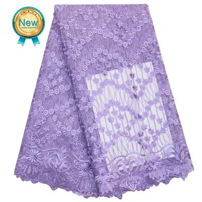 China Sustainable African Lace Fabrics Colored Embroidery French Lace Fabric Beaded Lace Fabric For Wedding Dress for sale