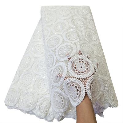 China Bestway Water Soluble African Rope Lace Fabric White Guipure Lace Fabric High Quality for sale