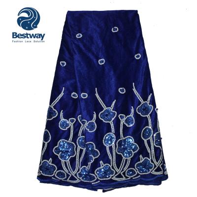 China Bestway African Velvet Lace Latest Velvet Viable Lace Fabric With Sequins for sale