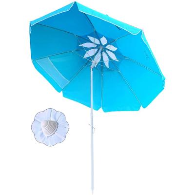 China Pale Blue Stripe And Single Foldable Lightweight Solar Custom Luxury Blue Outdoor Beach Umbrella for sale