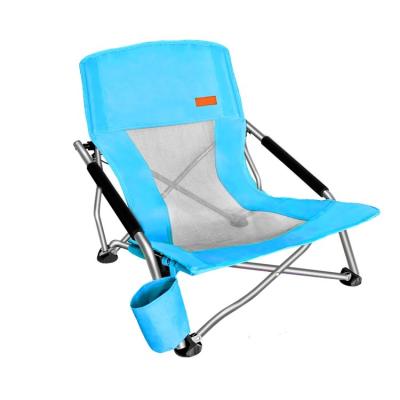 China Lightweight Foldable Customize Chairs Summer Beach Steel Frame Beach Sofa Chairs With Cooler for sale