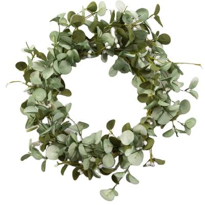 China Elegant Flowers Front Door Decoration Artificial Wreath Natural Fabric Iron Plastic Foam for sale