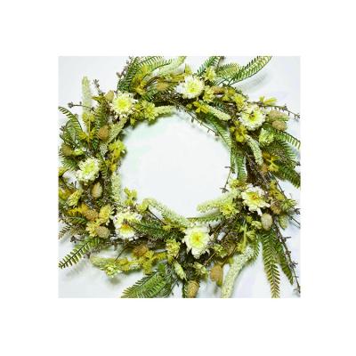 China Decorative Fabric Iron Plastic Foam Flower Christmas Wreath Decoration Wire Frame Wreaths for sale