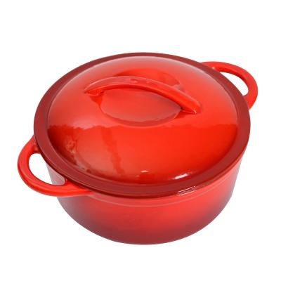 China Sustainable Cast Iron Enamel Round Non Stick Casserole Cooking Pot With Long Handle On Lid for sale