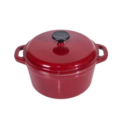 China Sustainable Cast Iron Enamel Round Casserole Household Cookware Set With Lid And Long Handles for sale