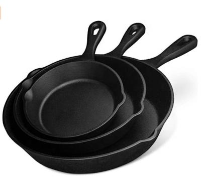 China Sustainable Wholesale Cast Iron Frying Pan Cookware Set For Cooking Baking for sale