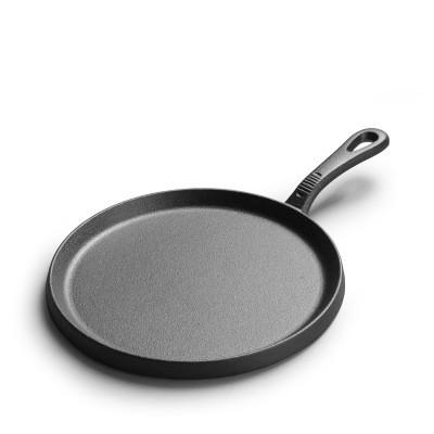 China Sustainable Cast Iron Griddle Pre-Seasoned Round Pizza Pan With Perfect Handle Pancakes, Non-Stick Coating Skillet for sale