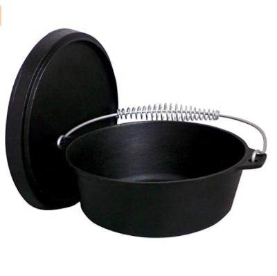 China Wholesale Pre-Seasoned Camping Viable Cast Iron Dutch Oven Pot Including Lid Pusher for sale