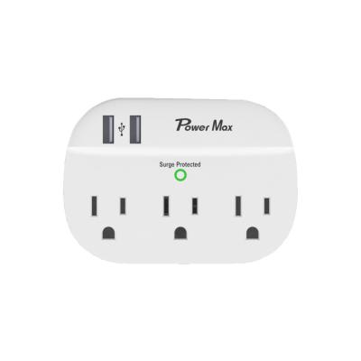 China la tira del poder del protector de sobretensiones del soporte de la pared 3-Outlet con 2.4A se dobla carga por USB en venta