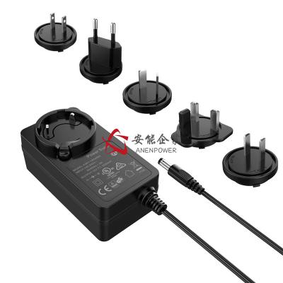 China Switching Interchangeable Power Adapter 24V 1.5A Multi Replacement Plugs Level VI for sale