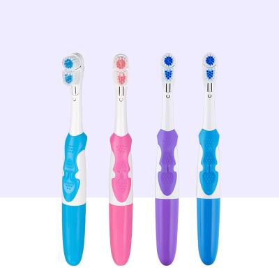 China New ABS+TPR+ Ningbo 2 Head Cheapest Dupont Nylon High Vibration Adult Electric Toothbrush Set With AAA Battery for sale